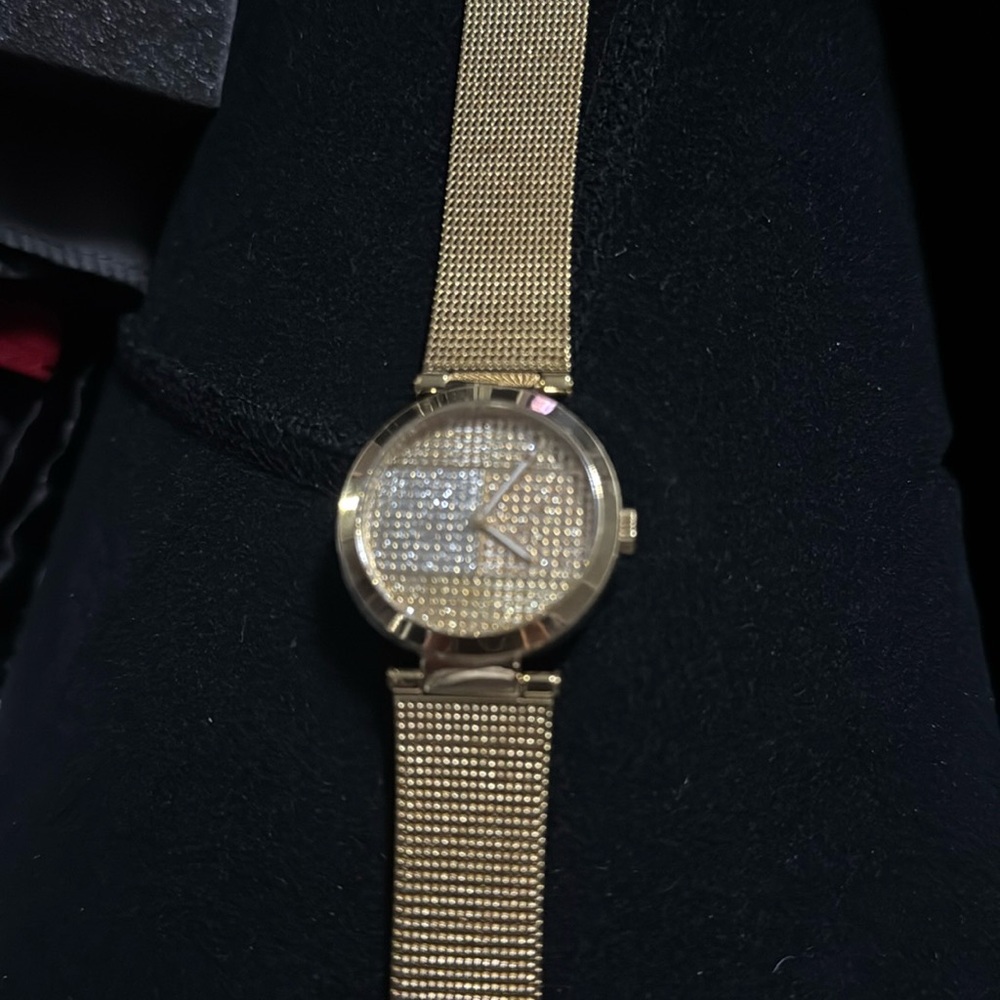 Tommy Hilfiger gold silver rhinestone watch